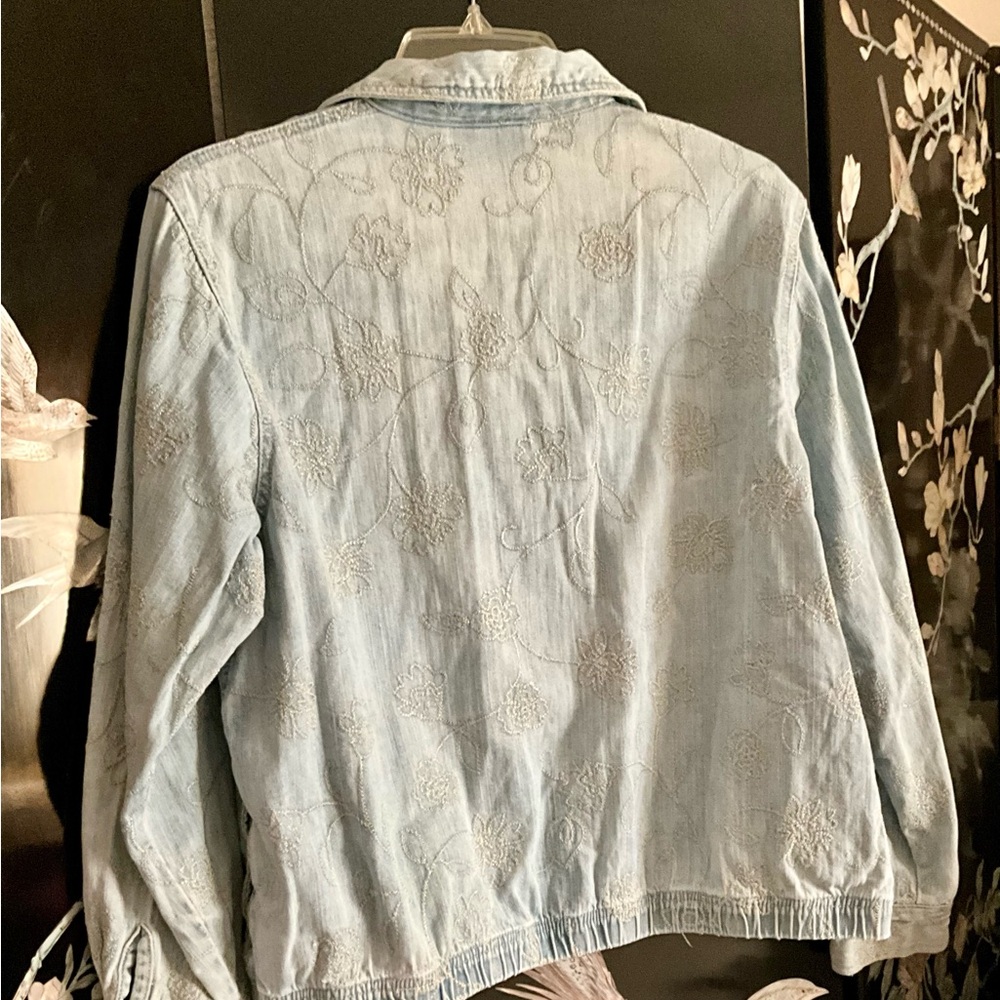 Washed Jean Jacket With Silver Embordered Through… - image 2